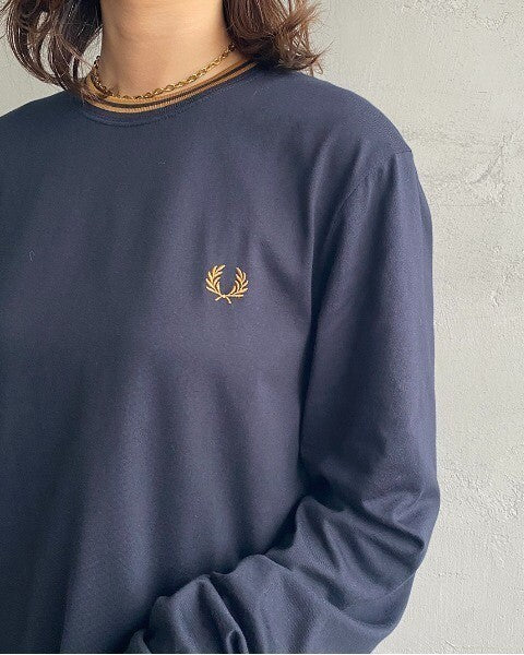 Fred Perry 刺繡 logo 間條領衛衣