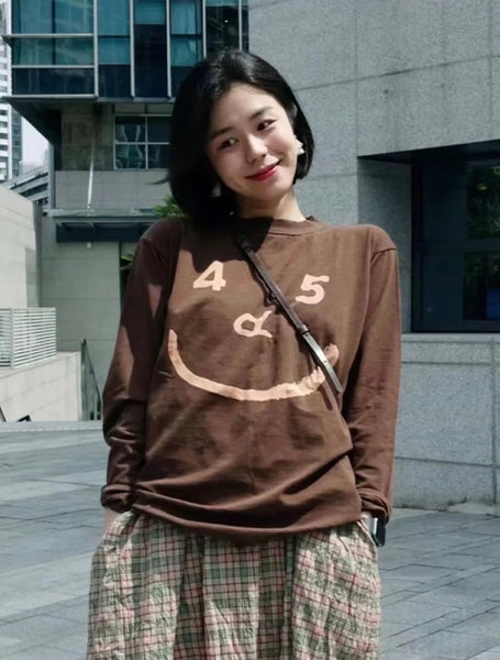 45R 25 笑面印花長 T