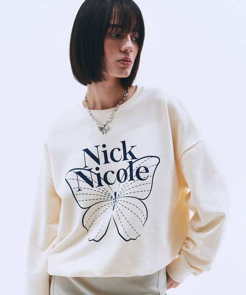 nick nicole 線條蝴蝶印花衛衣