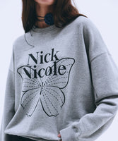 nick nicole 線條蝴蝶印花衛衣